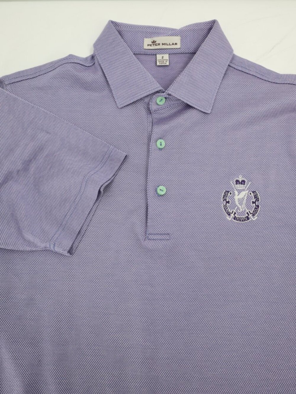 Peter Millar Polo Shirt Men's Small Cotton royal county down golf club Purple